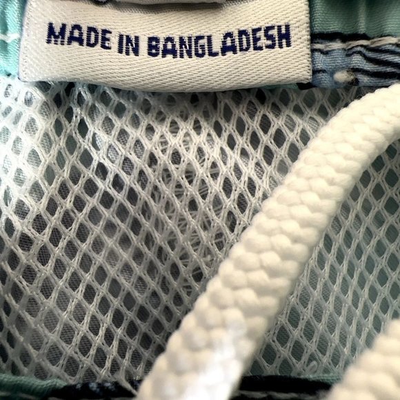 Caribbean Joe Mens Swim Trunks Large Aqua Green Gray Plaid Hawaiian Pocket GUC - Picture 6 of 14